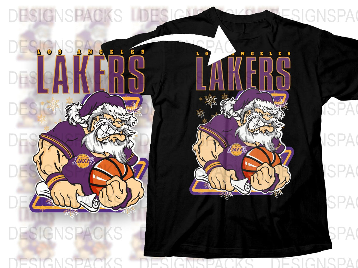 Los Angeles Lakers Themed T-Shirt, Angry Mascot Graphic, Purple and Gold, Basketball Fan Apparel, Unisex Sports Tee