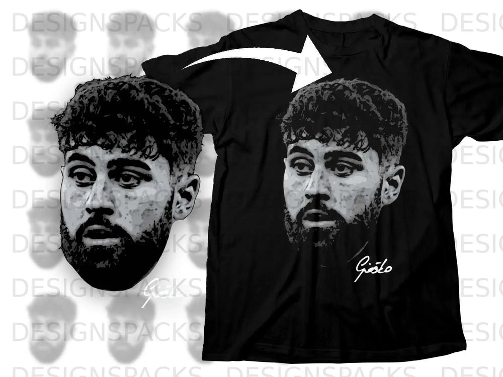 Monochrome Graphic Face Design Giolo Signature Shirt