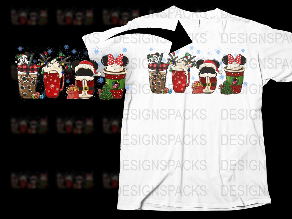 Christmas Santa and Reindeer Graphic T-Shirt, Holiday Festive Family Apparel, Unique Xmas Gift Idea