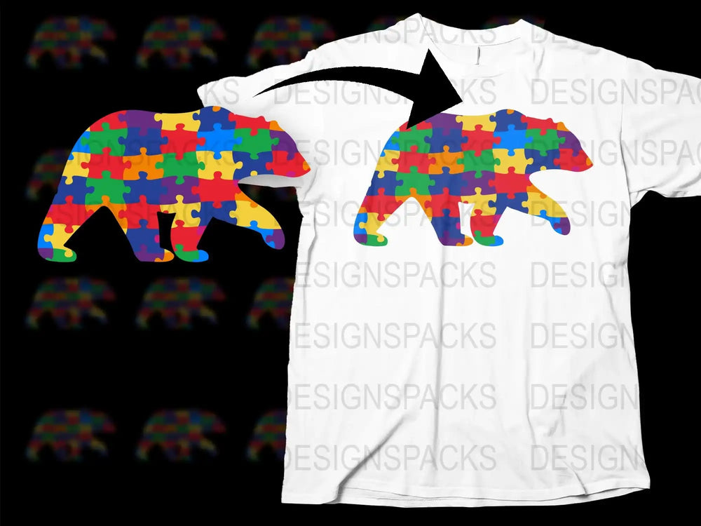 Colorful Puzzle Piece Elephants T-Shirt, Autism Awareness Graphic Tee, Unisex Casual Wear