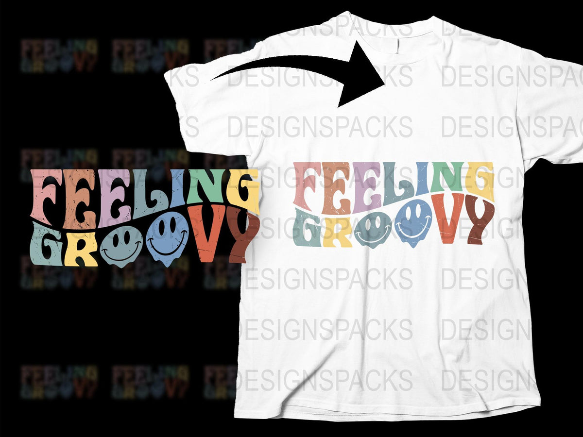 Feeling Groovy T-Shirt, Retro 70s Inspired Colorful Lettering, Vintage Style Graphic Tee, Unisex Fashion Top