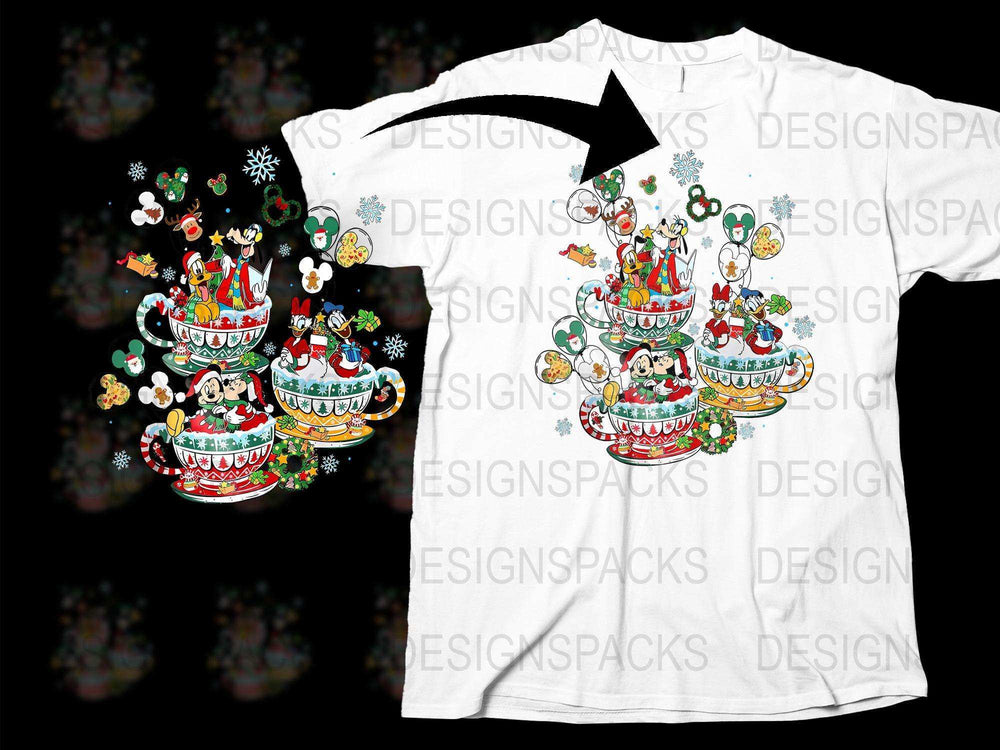 Festive Holiday T-Shirt with Cute Christmas Animals and Ornaments Design, Unisex White Tee