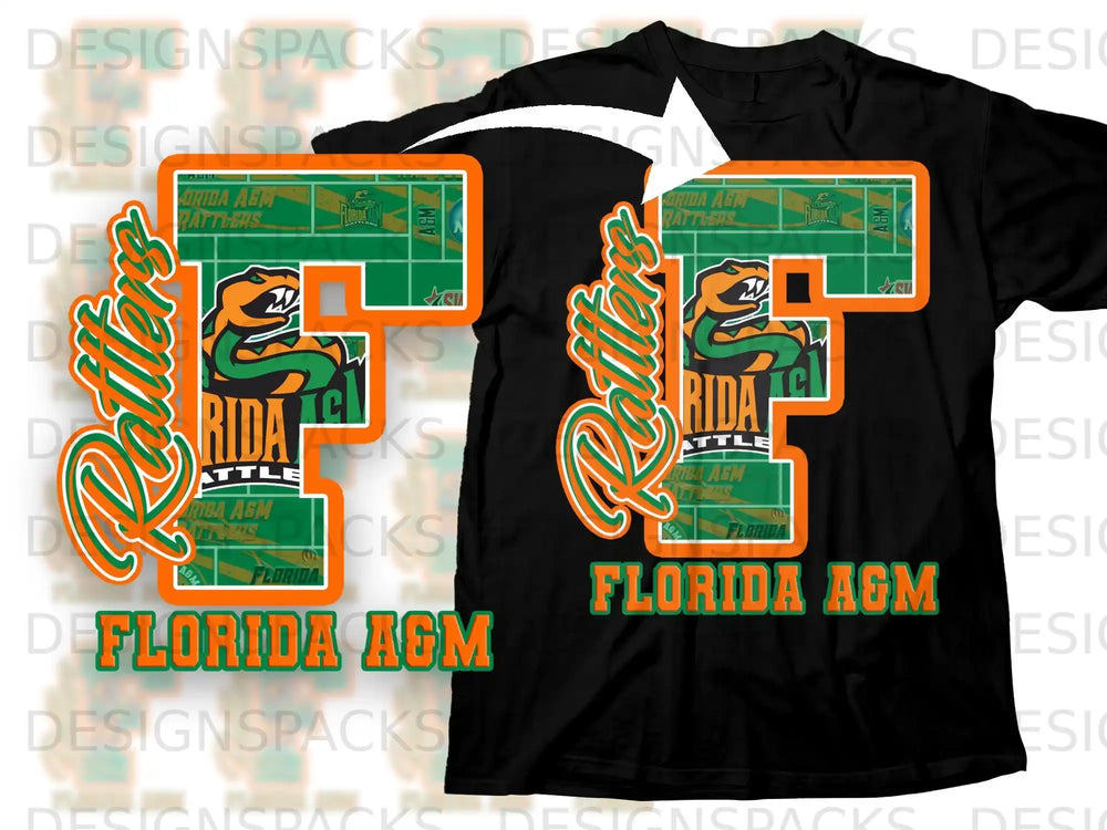 Florida A&M Rattlers Logo Graphic Design T-Shirt