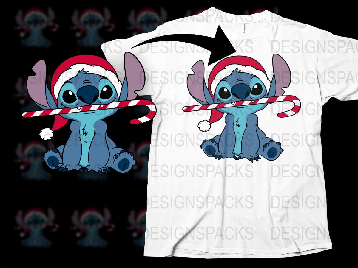 Cute Blue Alien Santa Hat Christmas T-Shirt, Festive Holiday Kids and Adult Tee