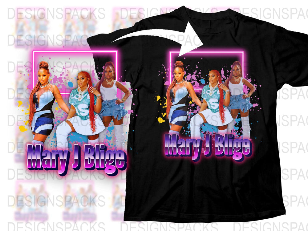 Mary J Blige Graphic T-Shirt, 90s RandB Music Tee, Vintage Style Pop Culture, Hip Hop Fashion Top, Celebrity Printed Shirt