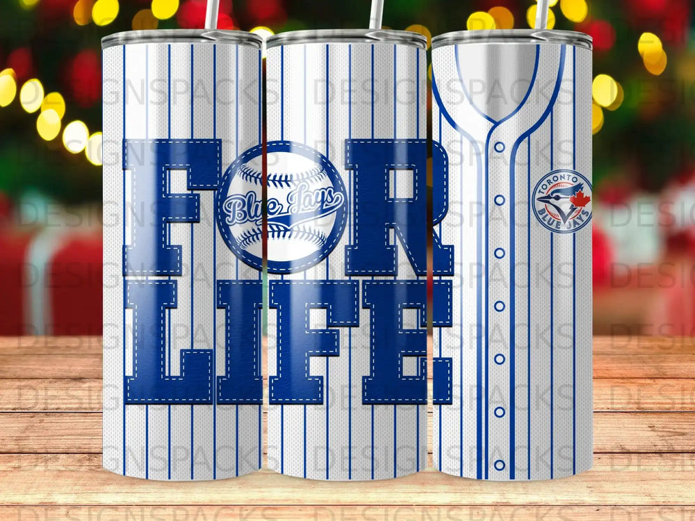 Toronto Blue Jays "For Life" tumbler with team logo.