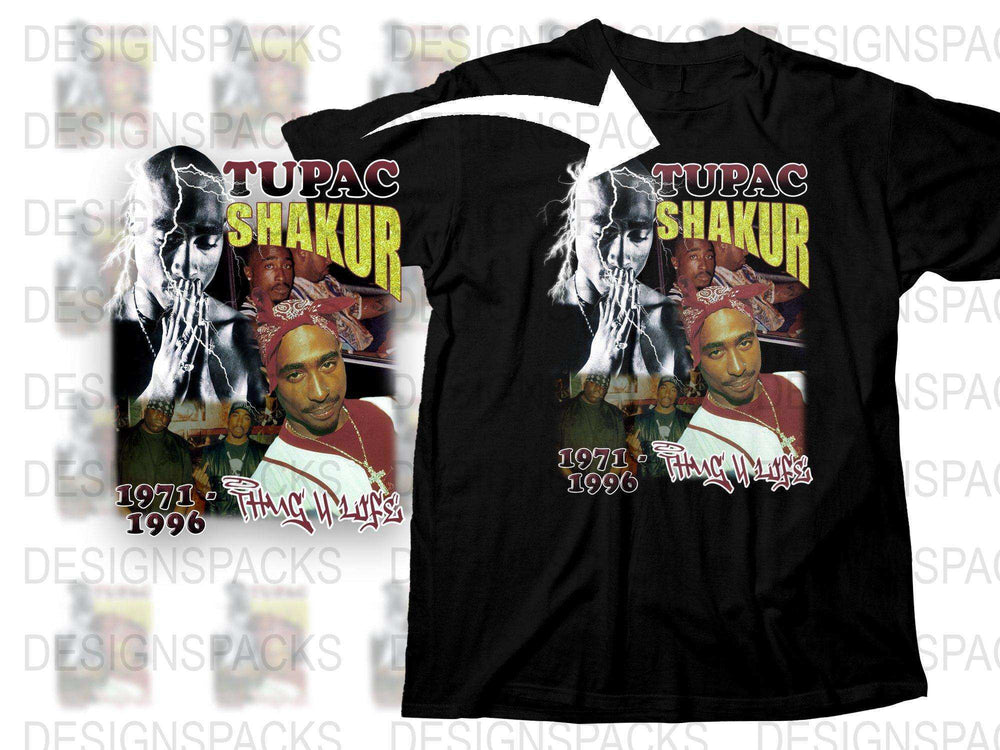 Vintage Tupac Shakur Graphic T-Shirt, Hip Hop Legend, 1971-1996 Memorial Tee, Unisex Black Cotton Shirt