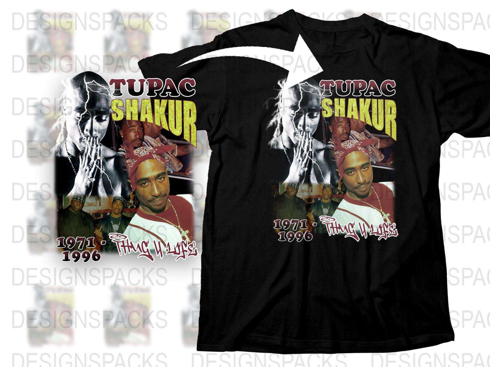Vintage Tupac Shakur Graphic T-Shirt, Hip Hop Legend, 1971-1996 Memorial Tee, Unisex Black Cotton Shirt