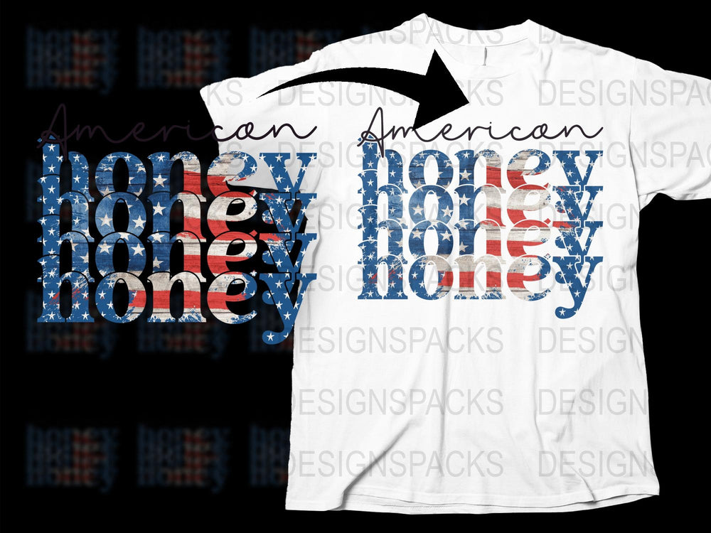 American Honey Graphic T-Shirt, Patriotic USA Flag Print, Casual Summer Tee, Unisex Fashion Top