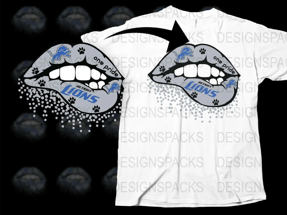Detroit Lions Graphic T-Shirt, Black and White Sports Fan Tee, Casual Football Apparel, Stylish Team Support Shirt