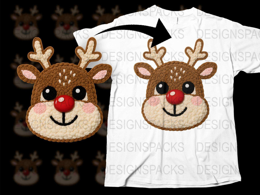 Cute Reindeer Crochet Coaster and T-Shirt Set, Christmas Gift, Holiday Home Decor, Festive Tableware