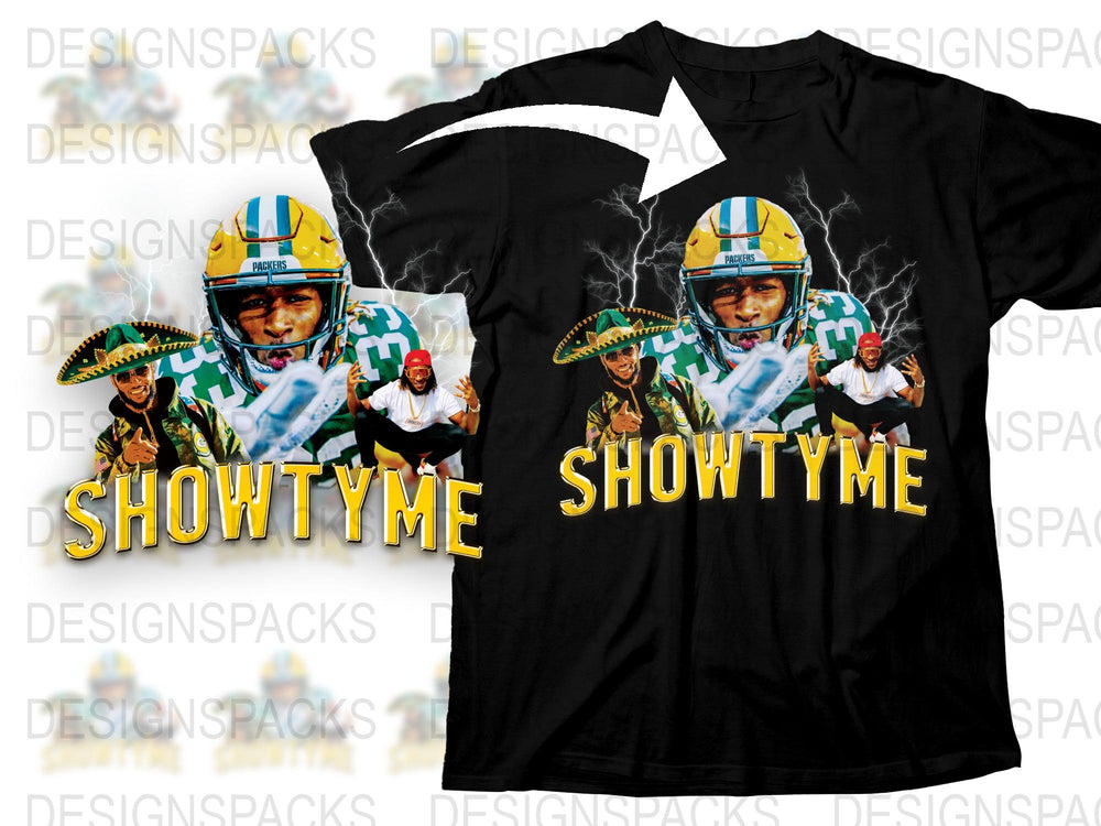 Showtyme Football Themed Graphic T-Shirt, Bold Sports Print Tee, Unique Athletic Apparel for Fans