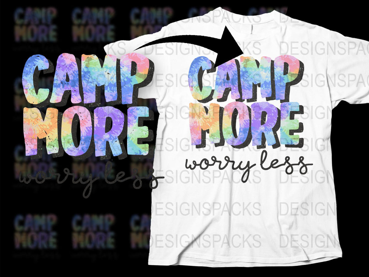 Camp More Worry Less T-Shirt, Colorful Outdoor Adventure, Nature Lover Gift, Unisex Camping Tee
