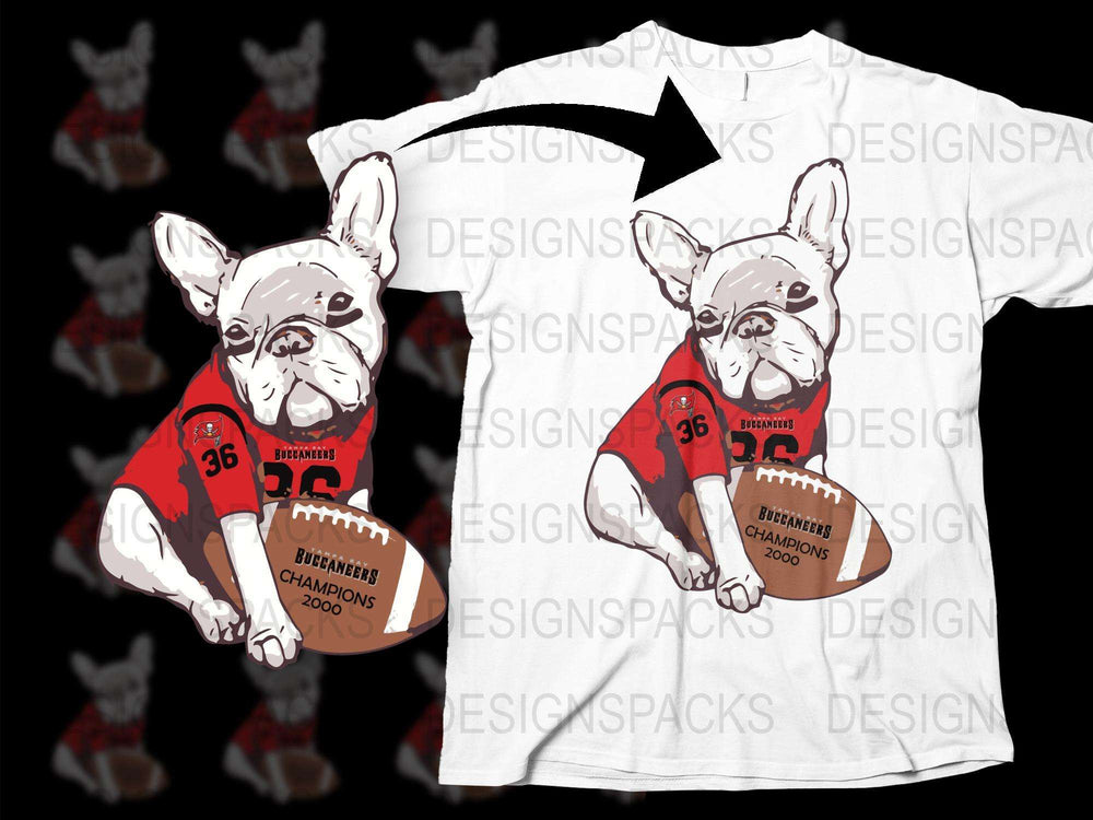 French Bulldog Football Champion T-Shirt, Cute Dog Sports Tee, Kids and Adults Sizes Available