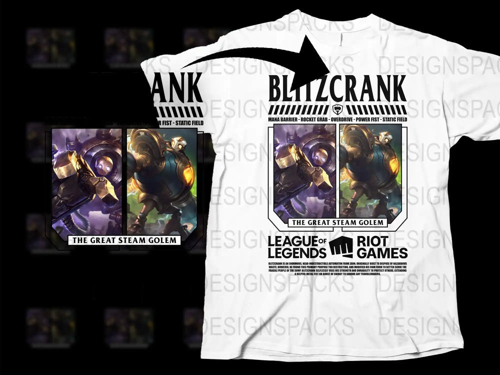 League of Legends Blitzcrank T-Shirt, Gaming Apparel, Riot Games Merch, The Great Steam Golem Tee