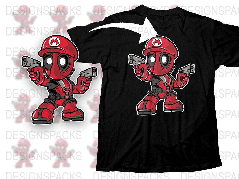 Super Mario Deadpool Crossover T-Shirt, Funny Gamer Tee, Unique Comic Shirt, Geeky Gift Idea