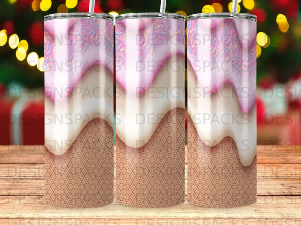 Pink Sprinkles Icing Drip Waffle Cone Pattern product type