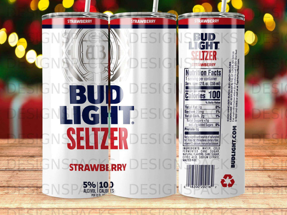 Bud Light Seltzer Strawberry flavored can with nutrition facts.