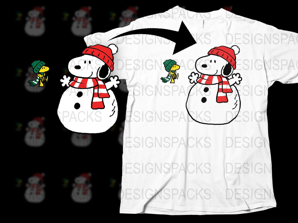 Cute Snowman T-Shirt with Red Hat, Festive Winter Apparel, Unisex Holiday Tee