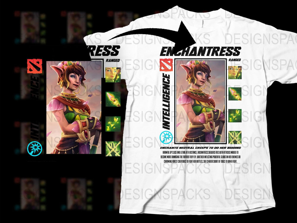 Enchantress Graphic T-Shirt, Fantasy Art Print, Gamer Apparel, Women's Magical Character Tee, Colorful Casual Wear