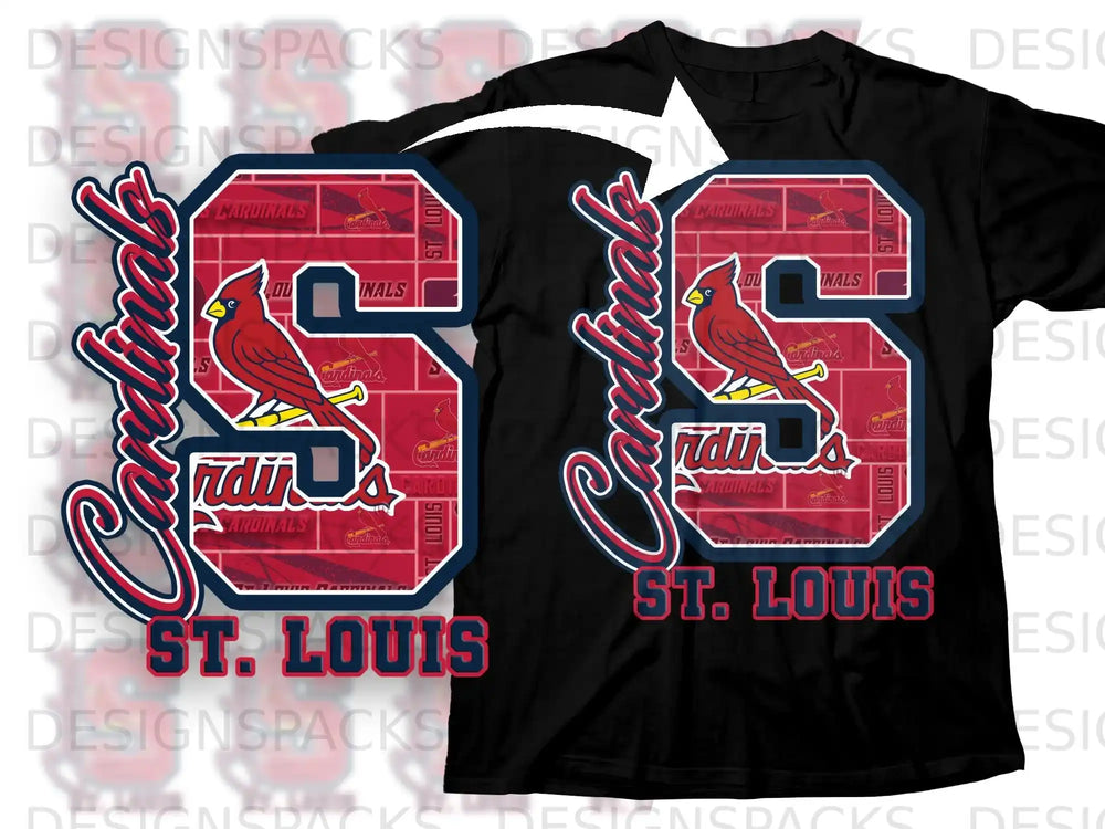 St Louis Cardinals S Graphic Black T-Shirt