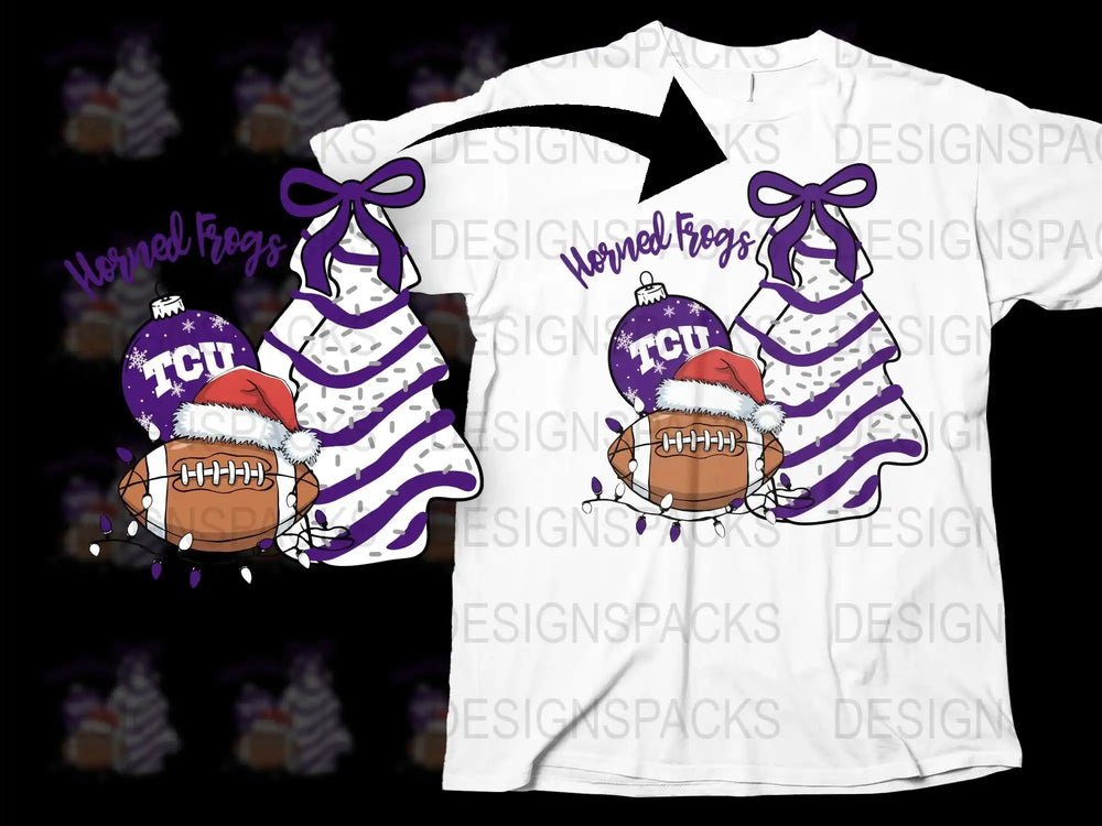 TCU Horned Frogs Christmas T-Shirt, Purple Santa Hat Football Design, Festive Holiday Apparel for College Fans
