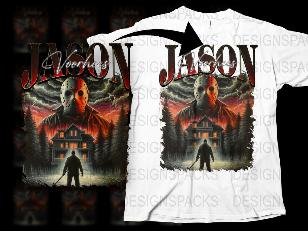 Jason Horror Movie Inspired T-Shirt, Scary Mask Graphic Tee, Unisex Halloween Shirt