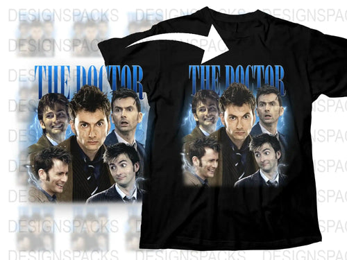 Doctor Inspired T-Shirt, Time Travel Sci-Fi Graphic Tee, Multiple Character Faces, Fan Gift