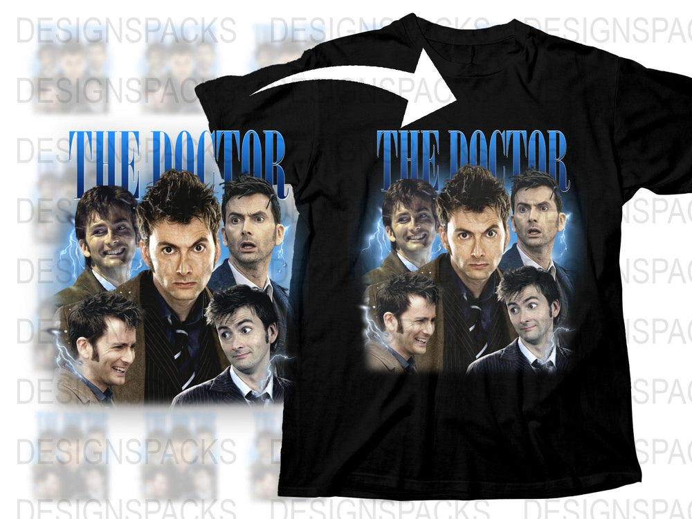 Doctor Inspired T-Shirt, Time Travel Sci-Fi Graphic Tee, Multiple Character Faces, Fan Gift