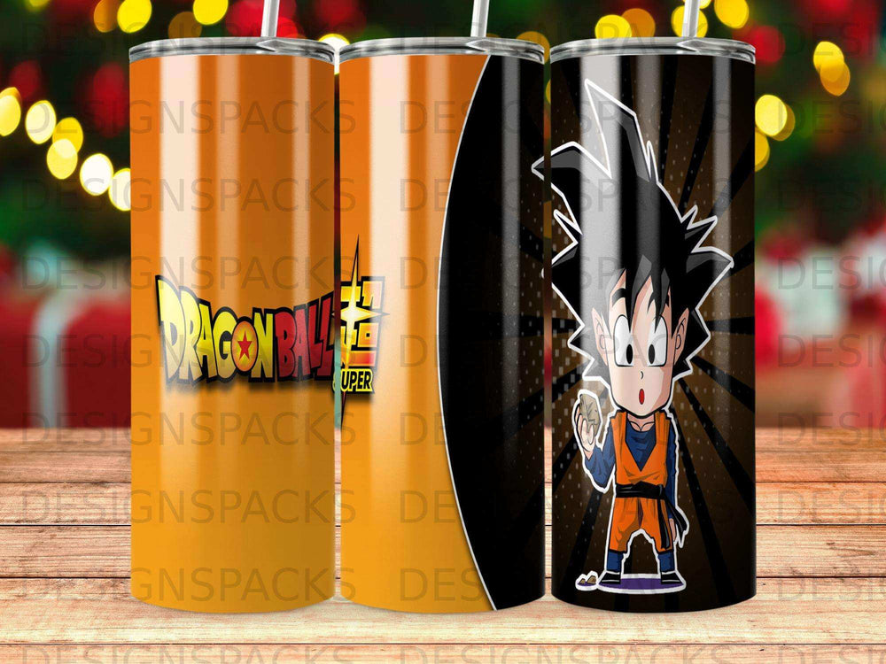 Dragon Ball Z tumbler featuring Goku in an orange gi.