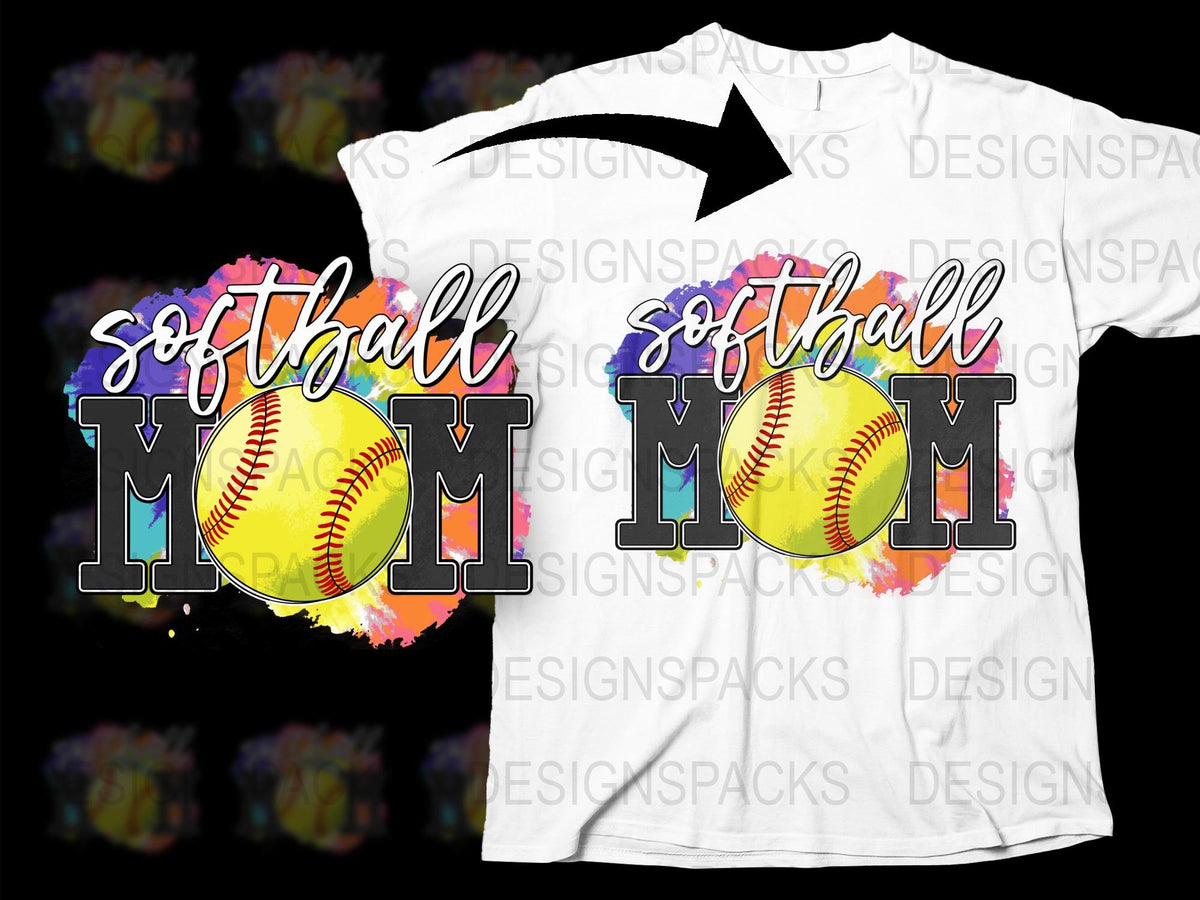Softball Mom T-Shirt Colorful Sports Graphic Tee for Women Casual Summer Top