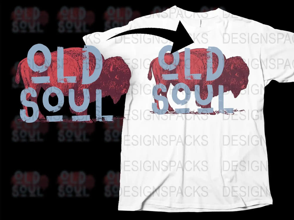 Old Soul Graphic T-Shirt Vintage Style Distressed Text Wing Design Unisex Fashion Tee