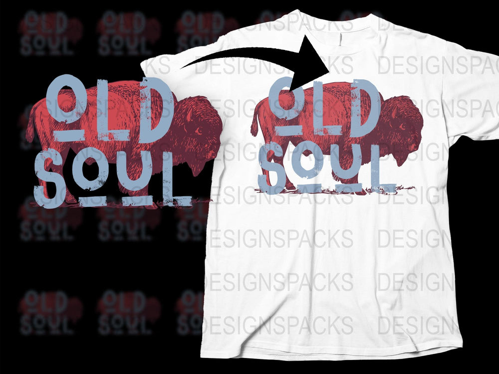 Old Soul Graphic T-Shirt Vintage Style Distressed Text Wing Design Unisex Fashion Tee