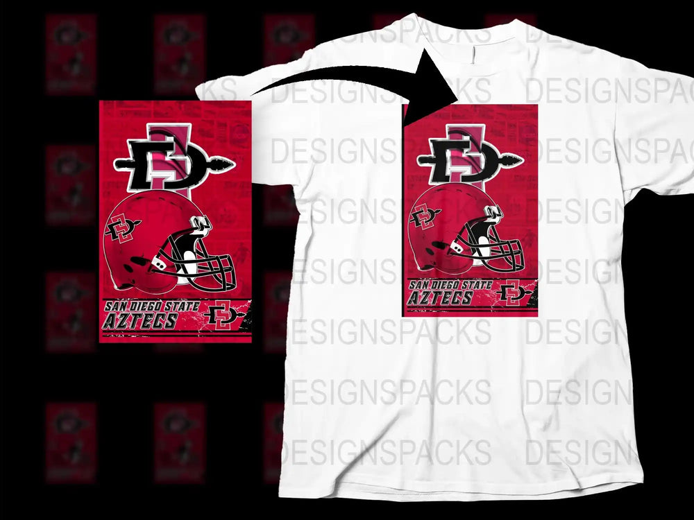 San Diego State Aztecs Football Helmet Graphic T-Shirt, College Sports Fan Gear, Red and White Unisex Apparel