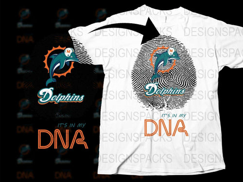 Miami Dolphins DNA Spiral Graphic T-Shirt, Black and White, Sports Fan Apparel, Casual Wear, Gift for Dolphins Fans
