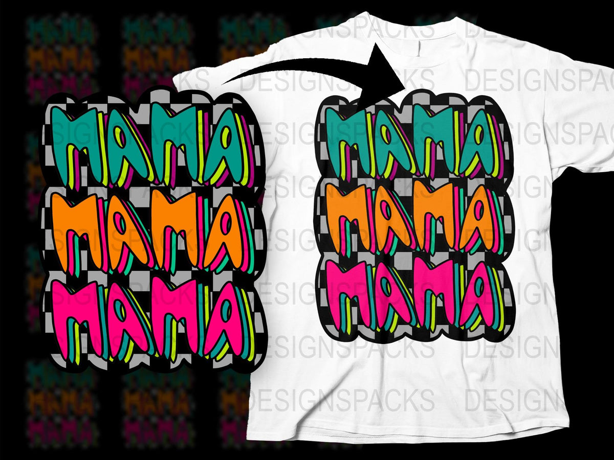 Colorful Mama Graphic T-Shirt, Trendy Mom Tee, Bold Text Mothers Day Gift, Casual Wear