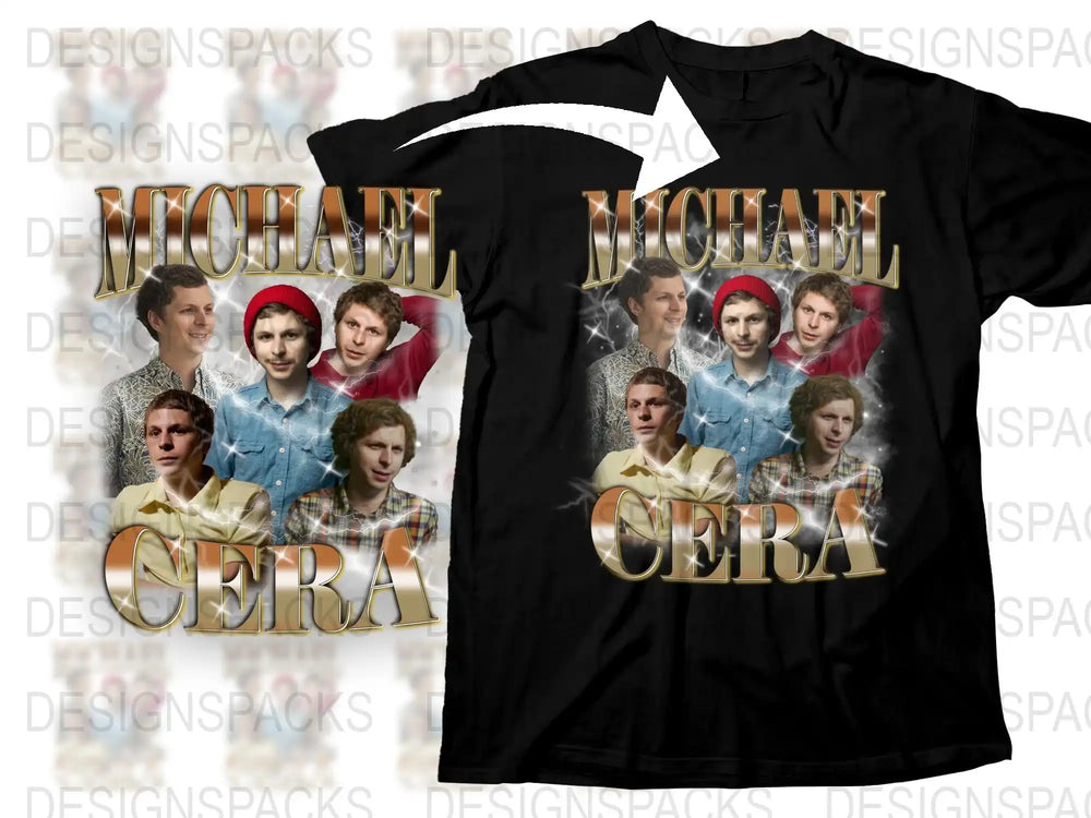 Michael Cera Celebrity T-Shirt, Iconic Movie Cast Graphic Tee, Unisex Black Cotton Shirt