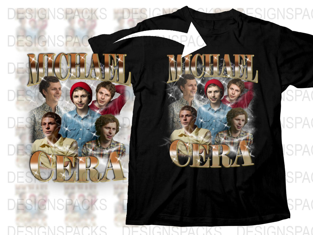 Michael Cera Celebrity T-Shirt, Iconic Movie Cast Graphic Tee, Unisex Black Cotton Shirt