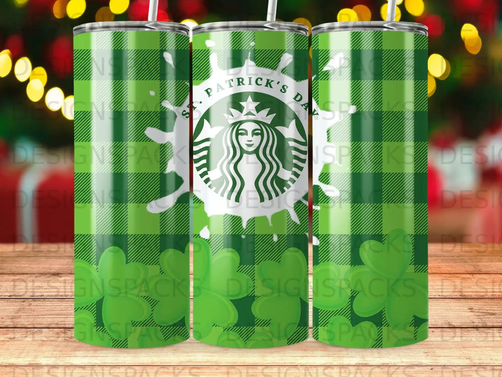 St Patricks Day Green Plaid Shamrock Starbucks product type