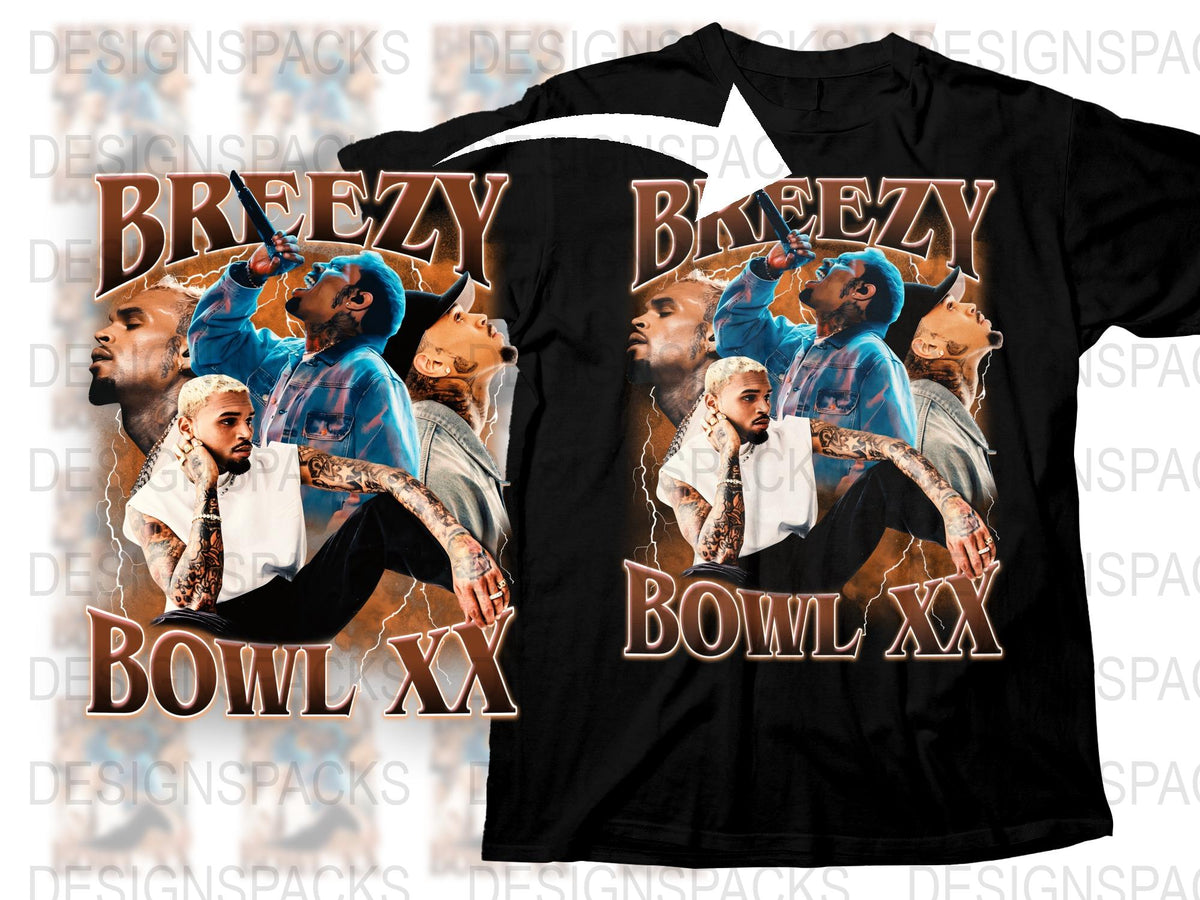 Breezy Bowl XX Graphic T-Shirt, Urban Style Hip Hop Tee, Fashion Streetwear, Cool Music Inspired Design Shirt for Men and Women