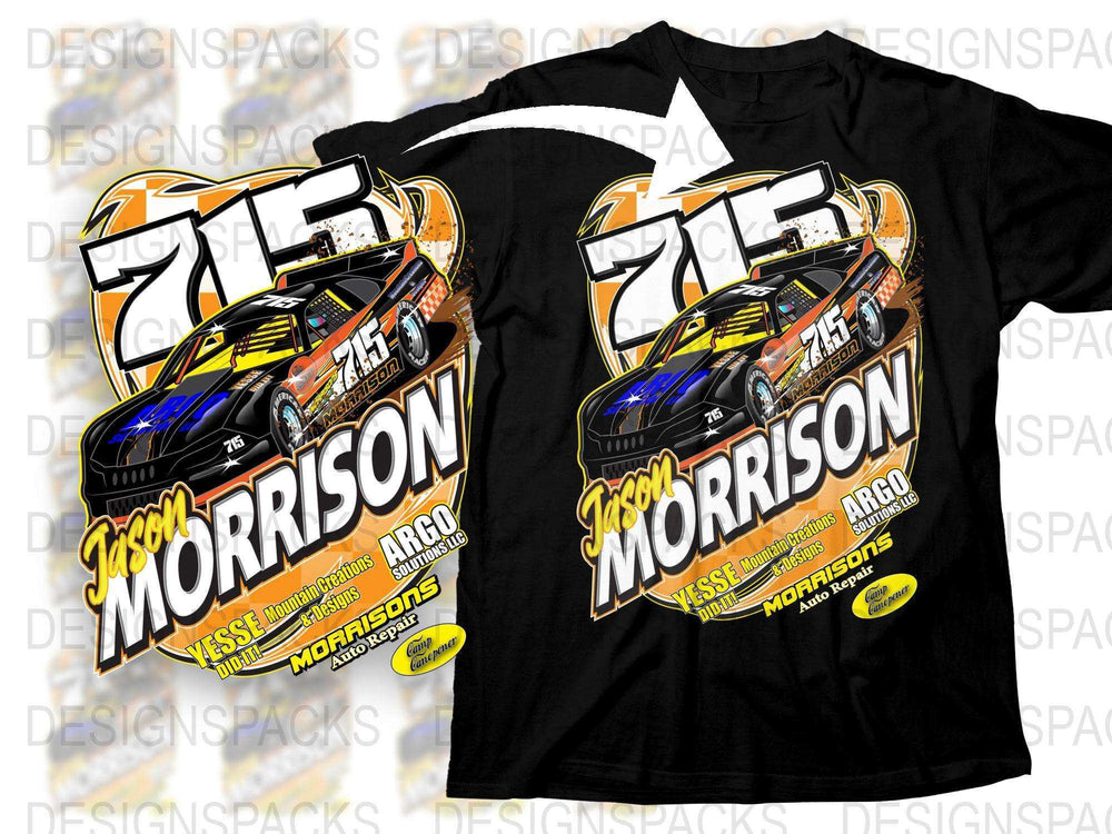 Racing Team T-Shirt, Morrison 711, Driver Apparel, Car Graphic Tee, Black and Yellow, Motorsport Shirt, Unisex Sizes