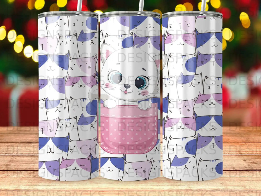 Cute feline pocket cat design tumbler product type
