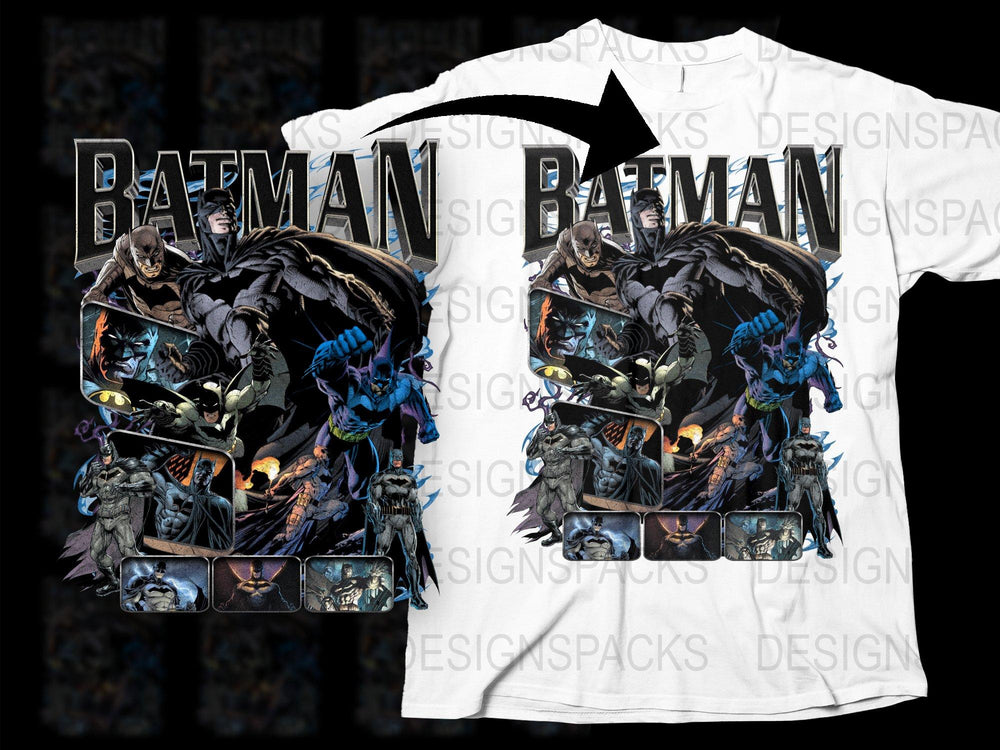 Batman Graphic T-Shirt, Superhero All Over Print Tee, Gothic Style, Casual Wear, Comic Fan Gift, Unisex Clothing