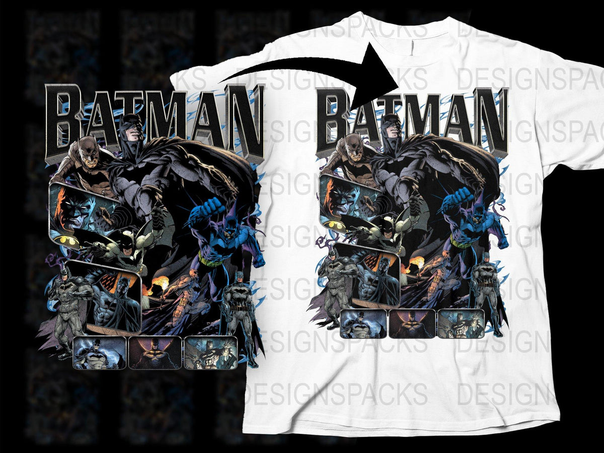 Batman Graphic T-Shirt, Superhero All Over Print Tee, Gothic Style, Casual Wear, Comic Fan Gift, Unisex Clothing