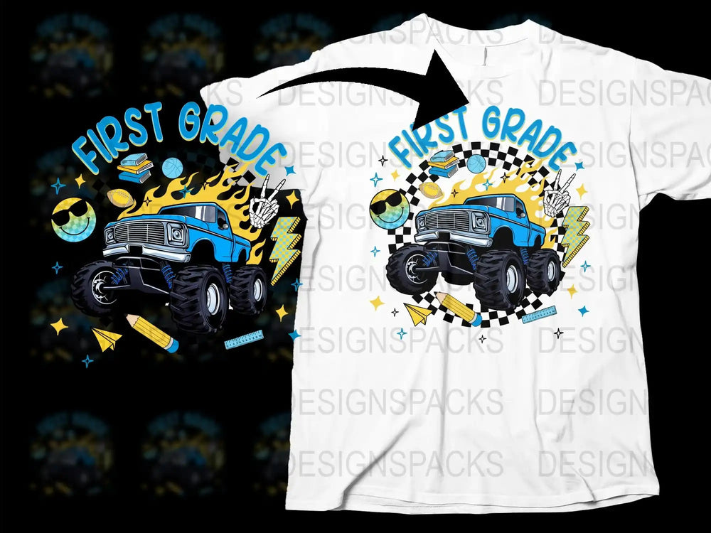 First Grade Boys T-Shirt, School Bus Graphic Tee, Kids Back to School Outfit, Fun School Apparel, Cool Boy Clothes