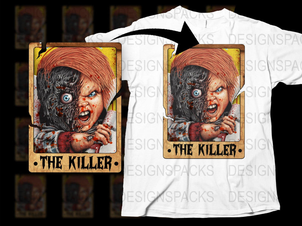 Horror Movie Graphic T-Shirt, 'The Killer' Scary Face Design, Unisex Tee, Halloween Party Clothing, Unique Horror Fan Gift