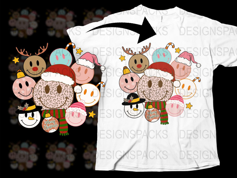 Festive Holiday T-Shirt, Cute Christmas Cartoon Characters, Kids and Adults Sizes, Winter Apparel