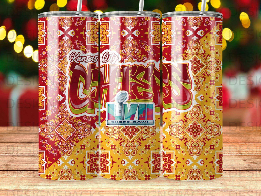 Kansas City Chiefs Super Bowl LIV bandana pattern tumbler.