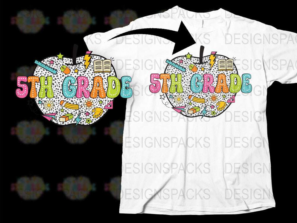 Colorful 5th Grade T-Shirt, Fun Back To School Tee, Teacher Appreciation Gift, Kids Graphic Shirt