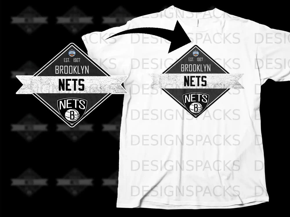 Brooklyn Nets Design Retro Style Basketball Tee